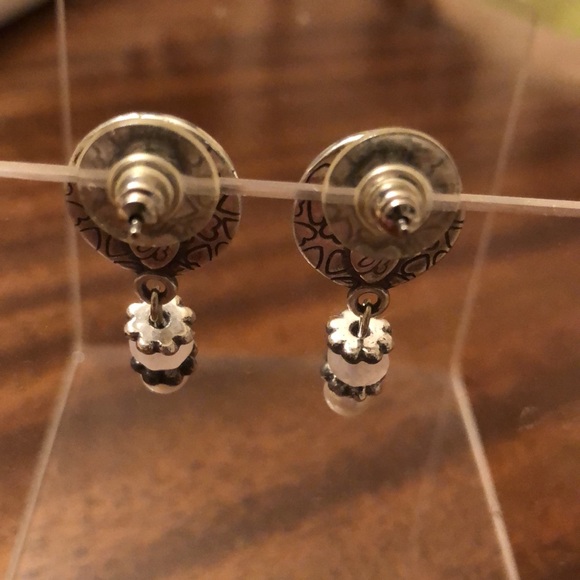 Brighton Vintage Hanging rose quartz and pearl pierced Earrings - Picture 6 of 12